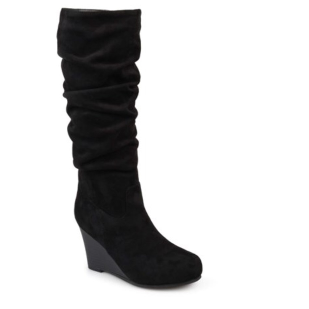 wide calf slouchy suede boots